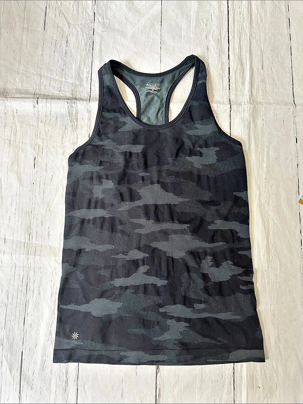 Athleta Speedlight Camo Tank top Black Gray Medium